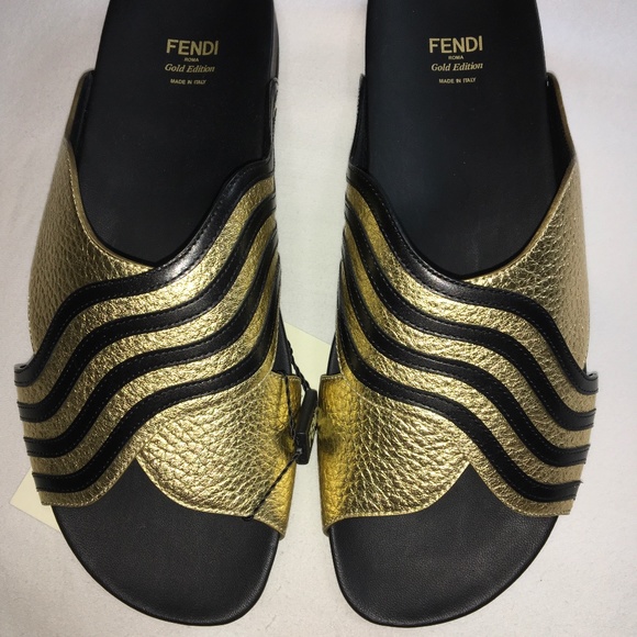 Fendi Gold/Black Edition Sandals - Picture 1 of 11